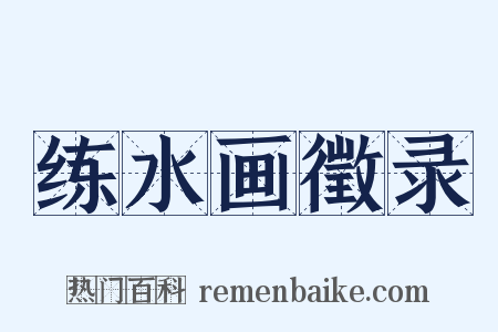 练水画徵录是什么意思的图片